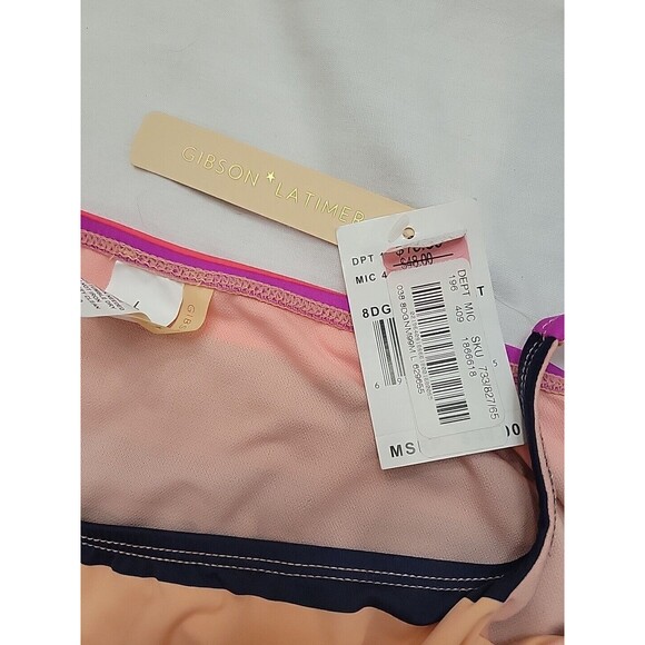 Gibson Latimer Teal Black Red Pink  Swimsuit BOTTOMS Size Large Adjustable Ties - Picture 5 of 6